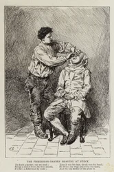 The Fisherman-Barber Shaving at Stock